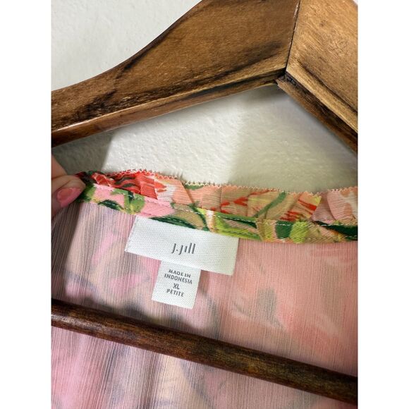 J Jill Floral Tunic Top Womens Sz XLp Beachy Tropical Vacation Summer Boho - Picture 5 of 8